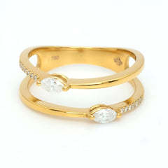 18k Yellow Gold Natural Diamond Twin-Band Ring - Malikka LondonRingsMalikka