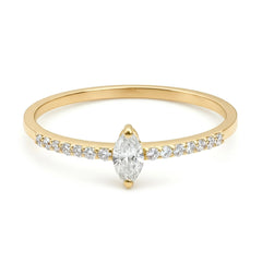 18k Yellow Gold Starlight Natural Marquise Diamond Ring - Malikka LondonBridal & EngagementMalikka