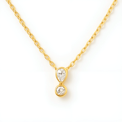 18k Yellow Gold Teardrop Natural Diamond Necklace - Malikka LondonNecklacesMalikka