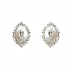 Exquisite Natural Diamond & Mother of Pearl Marquise Earrings - Malikka LondonEarringsMalikka