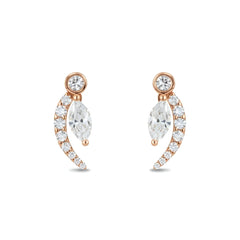18k Rose Gold Crescent Moon Natural Diamond Earrings - Malikka LondonEarringsMalikka
