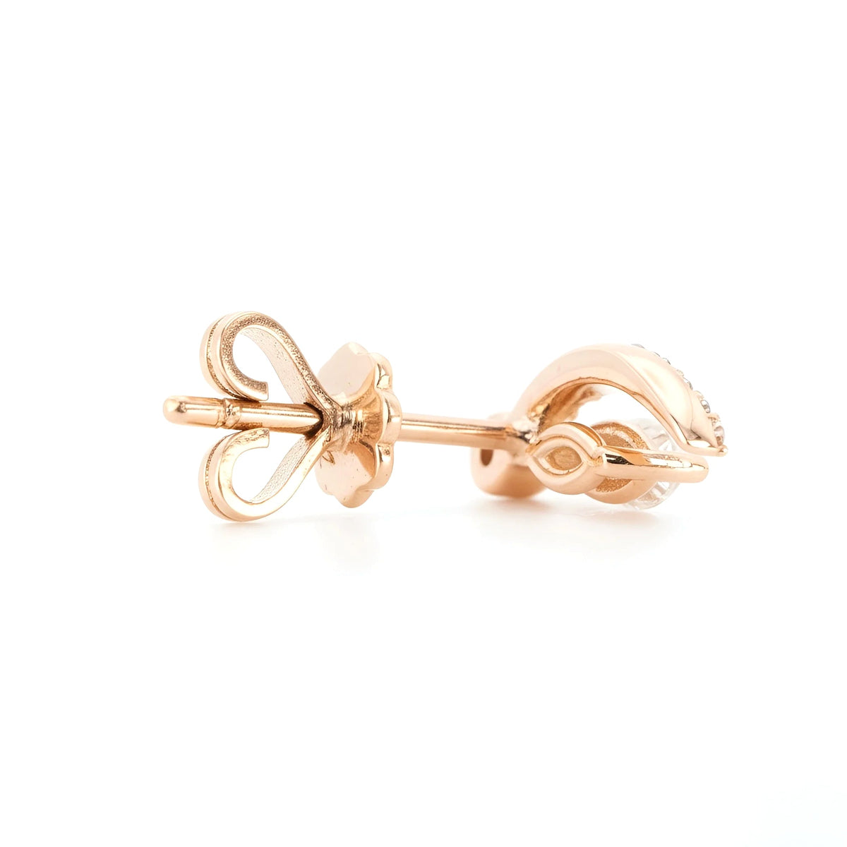 18k Rose Gold Crescent Moon Natural Diamond Earrings - Malikka LondonEarringsMalikka