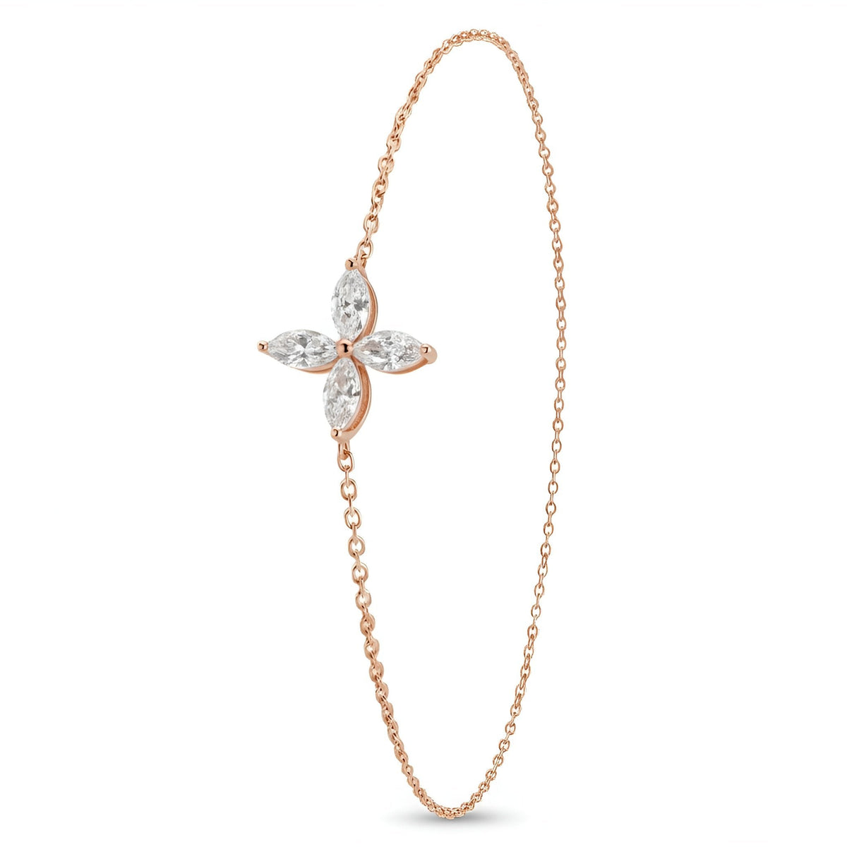 18k Rose Gold Natural Diamond Blossom Bracelet - Malikka LondonBraceletsMalikka