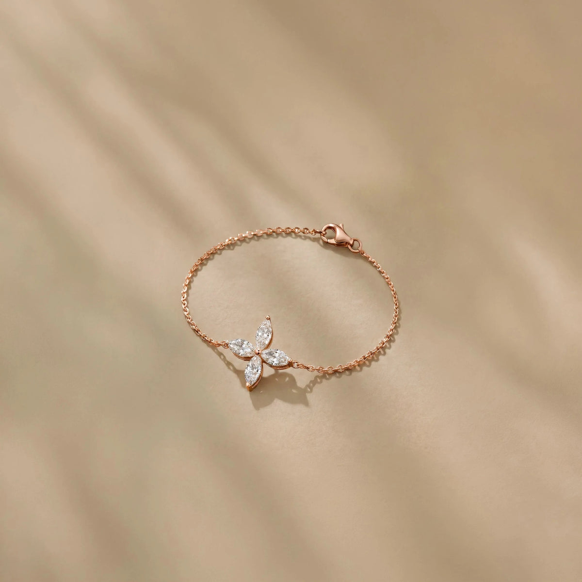 18k Rose Gold Natural Diamond Blossom Bracelet - Malikka LondonBraceletsMalikka
