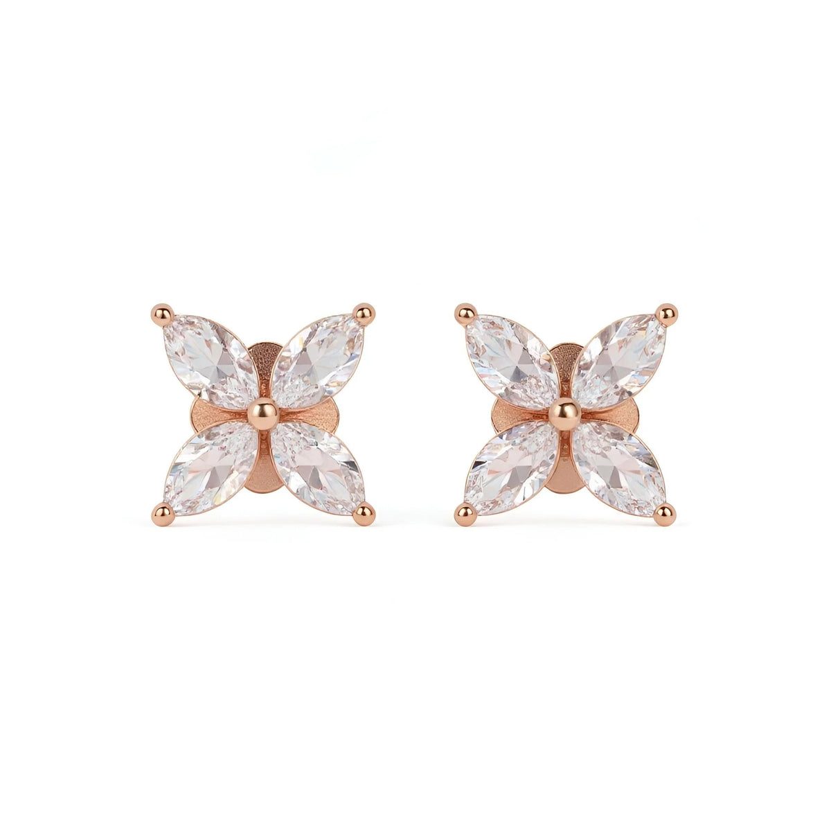18k Rose Gold Natural Diamond Blossom Earrings - Malikka LondonEarringsMalikka