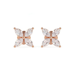 18k Rose Gold Natural Diamond Blossom Earrings - Malikka LondonEarringsMalikka
