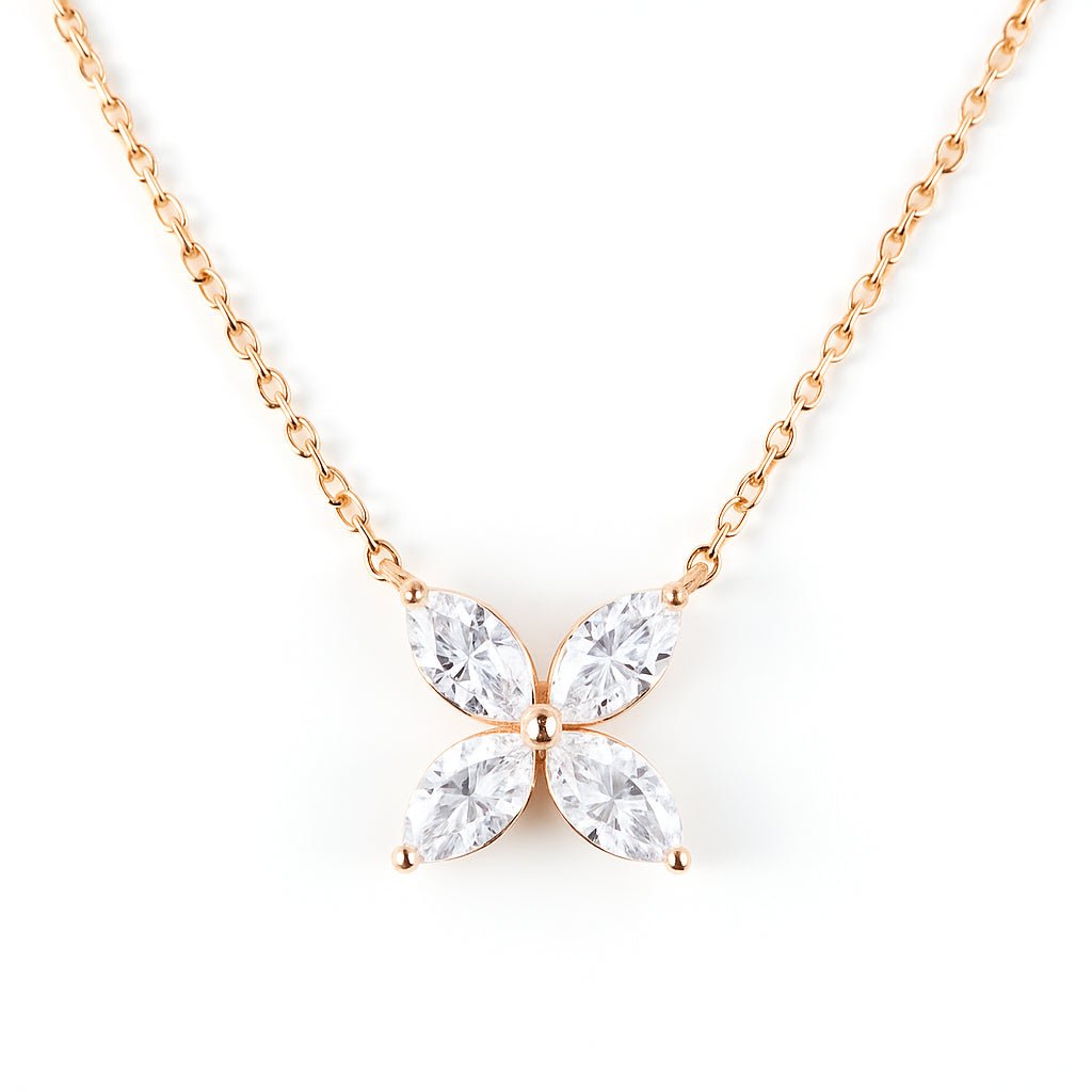 18k Rose Gold Natural Diamond Blossom Necklace - Malikka LondonNecklacesMalikka