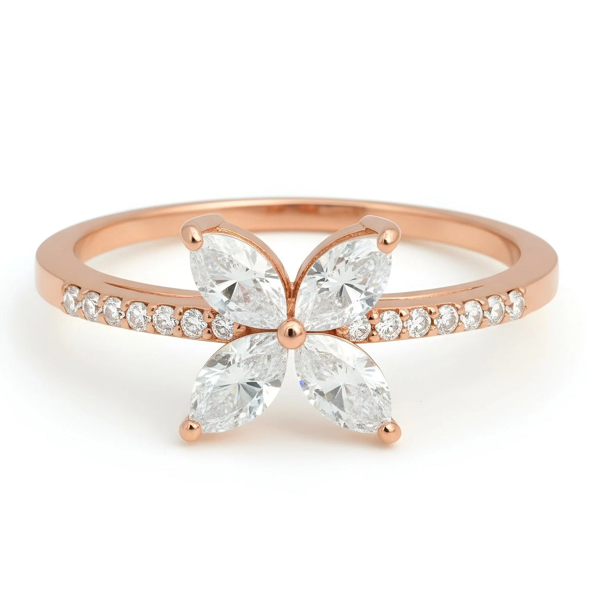 18k Rose Gold Natural Diamond Blossom Ring - Malikka LondonRingsMalikka