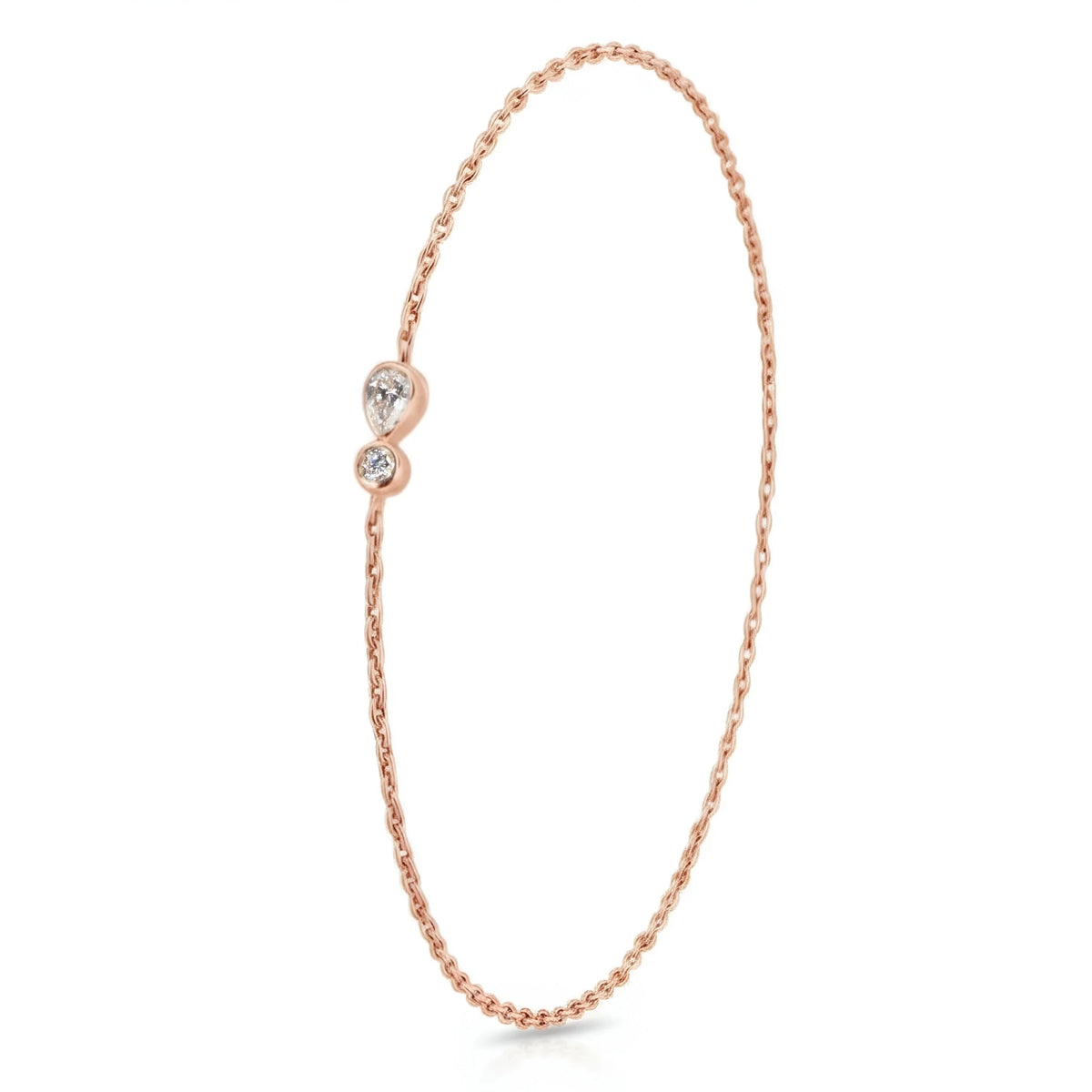 18k Rose Gold Teardrop Natural Diamond Bracelet - Malikka LondonBraceletsMalikka