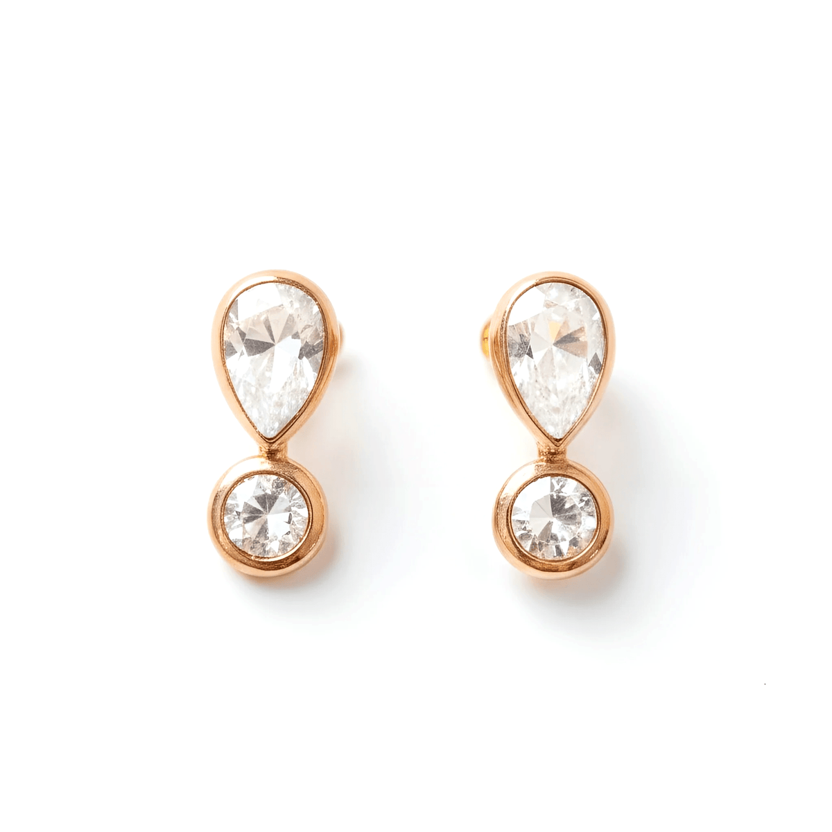 18k Rose Gold Teardrop Natural Diamond Earrings - Malikka LondonEarringsMalikka