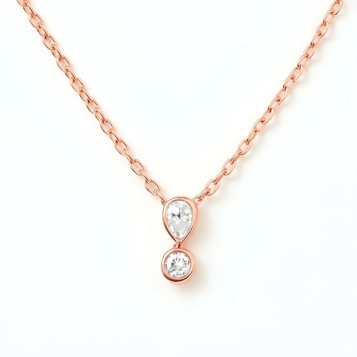 18k Rose Gold Teardrop Natural Diamond Necklace - Malikka LondonNecklacesMalikka