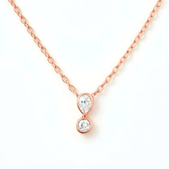 18k Rose Gold Teardrop Natural Diamond Necklace - Malikka LondonNecklacesMalikka