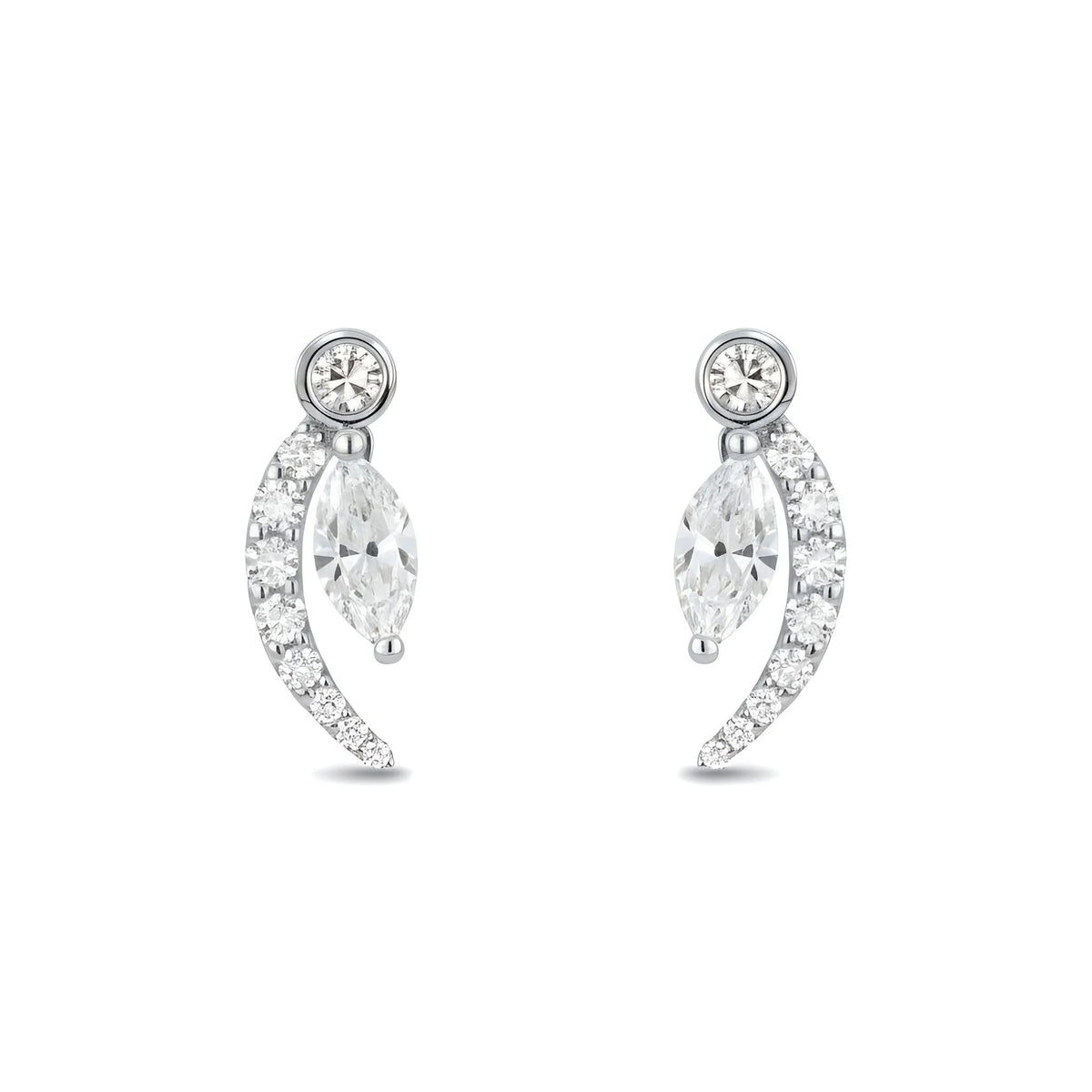 18k White Gold Crescent Majestic Marquise Natural Diamond Earrings - Malikka LondonEarringsMalikka