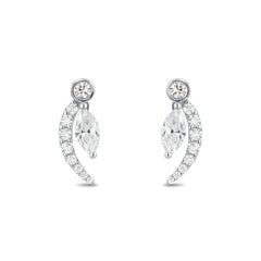 18k White Gold Crescent Majestic Marquise Natural Diamond Earrings - Malikka LondonEarringsMalikka