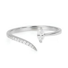 18k White Gold Crescent Natural Diamond Open Ring - Malikka LondonRingsMalikka