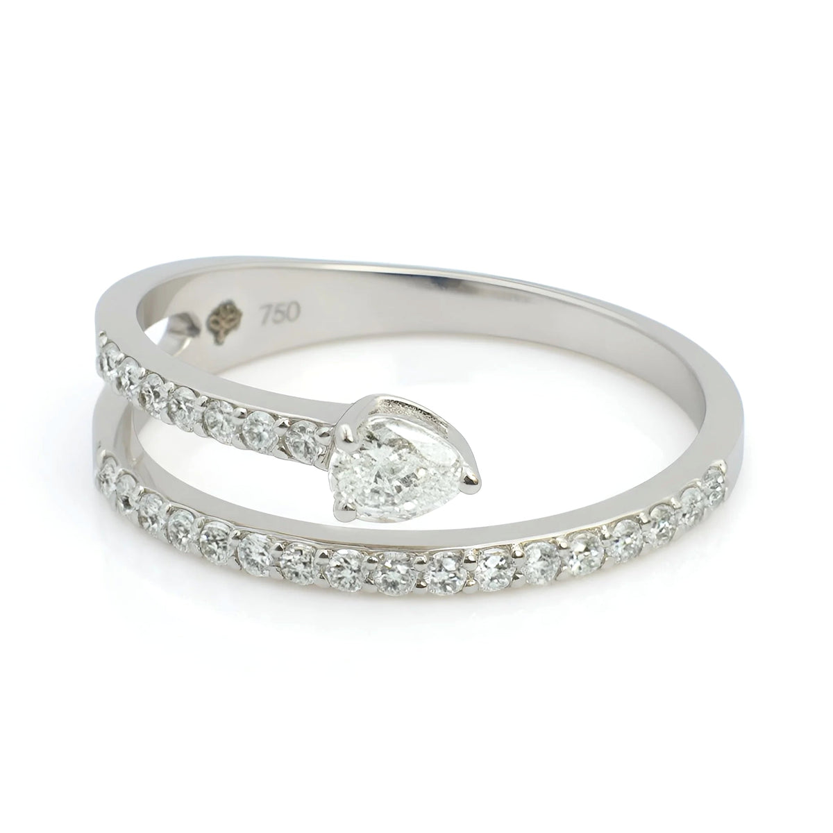 18k White Gold Elegance Pear-Cut Natural Diamond Wrap Ring - Malikka LondonRingsMalikka
