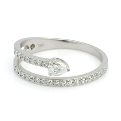 18k White Gold Elegance Pear-Cut Natural Diamond Wrap Ring - Malikka LondonRingsMalikka