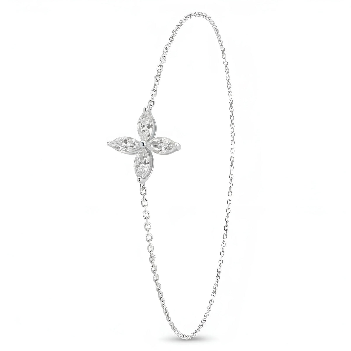 18k White Gold Natural Diamond Blossom Bracelet - Malikka LondonBraceletsMalikka