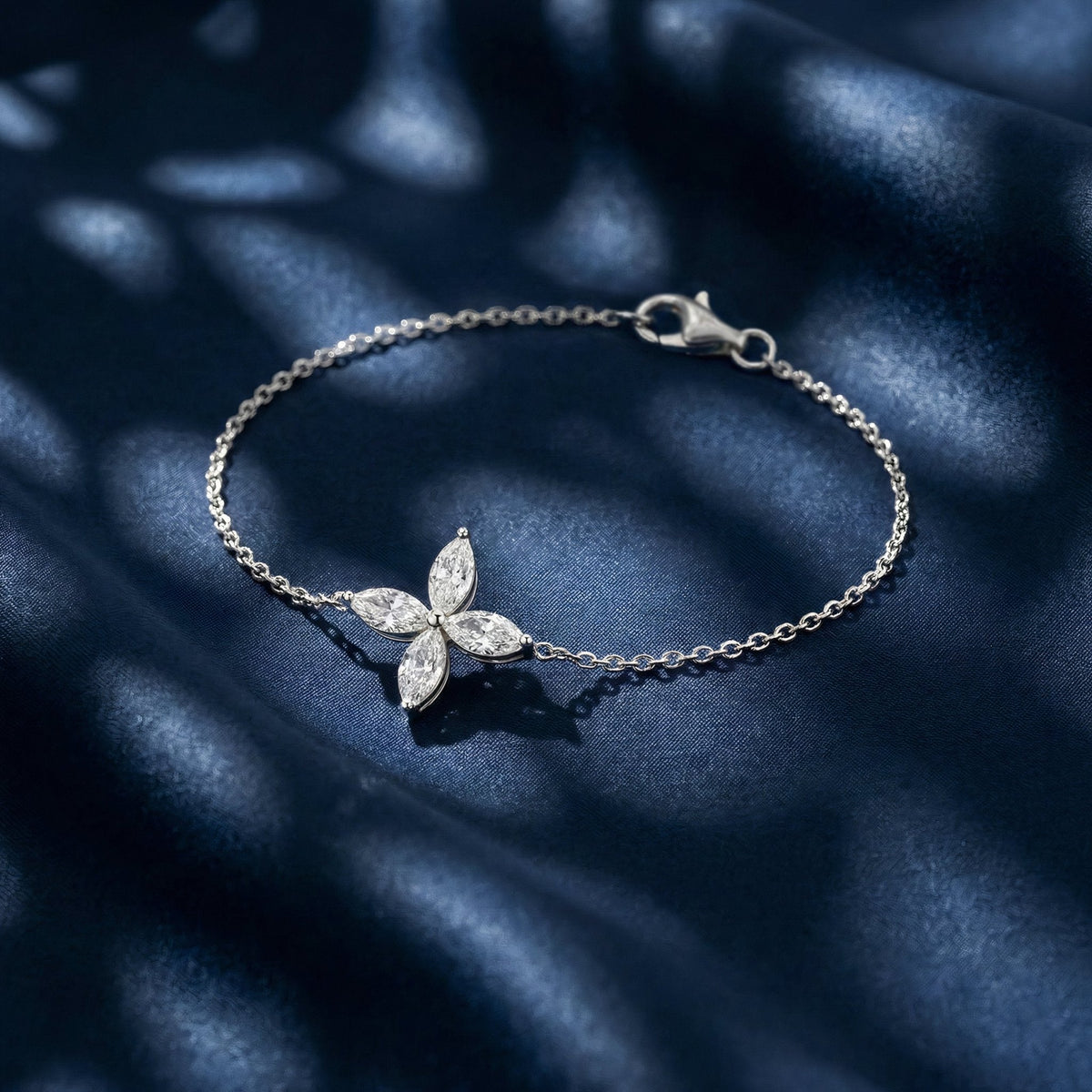 18k White Gold Natural Diamond Blossom Bracelet - Malikka LondonBraceletsMalikka