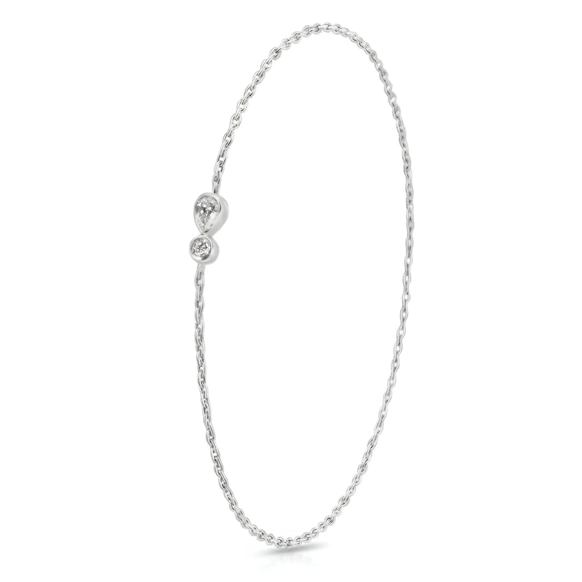 18k White Gold Natural Diamond Teardrop Bracelet - Malikka LondonBraceletsMalikka