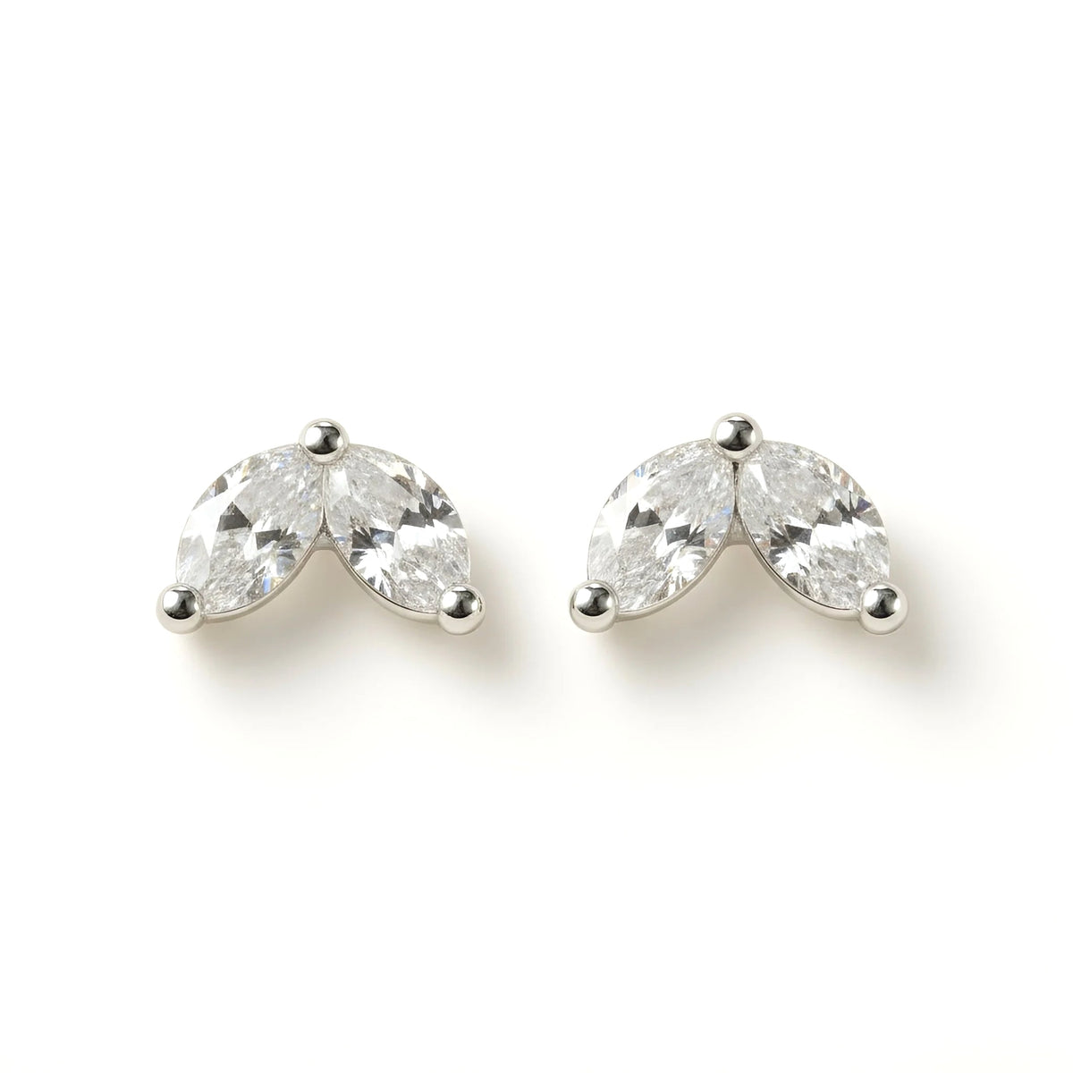 18k White Gold Natural Marquise Diamond Stud Earrings - Malikka LondonEarringsMalikka