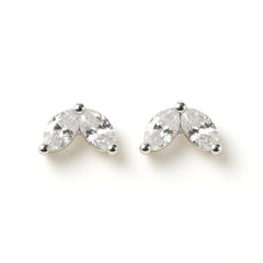 18k White Gold Natural Marquise Diamond Stud Earrings - Malikka LondonEarringsMalikka