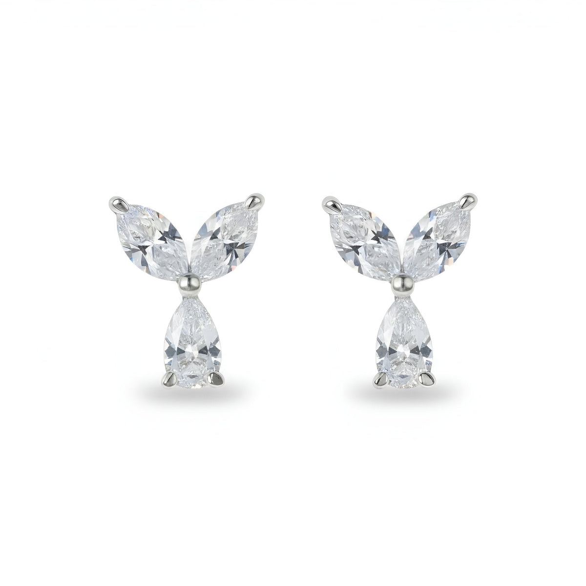 18k White Gold Shooting Star Natural Marquise Diamond Petal Earrings - Malikka LondonEarringsMalikka