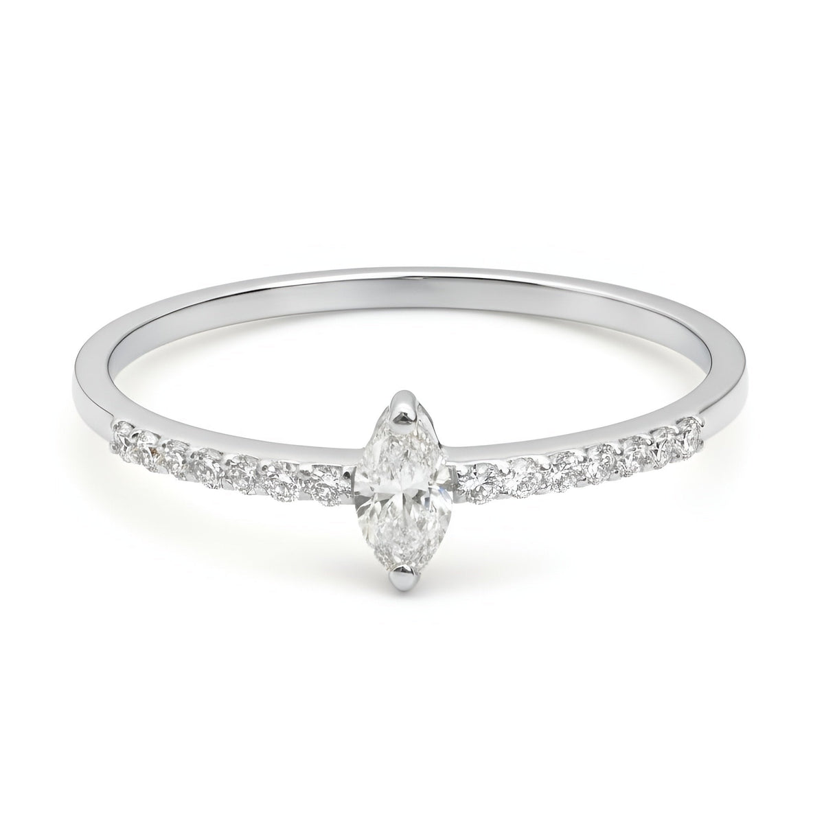 18k White Gold Starlight Marquise Natural Diamond Elegance Ring - Malikka LondonBridal & EngagementMalikka