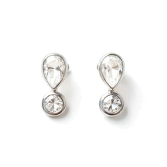 18k White Gold Teardrop Natural Diamond Duo Drop Earrings - Malikka LondonEarringsMalikka
