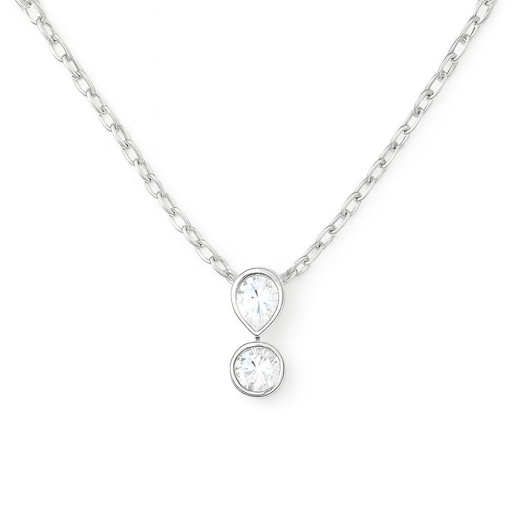 18k White Gold Teardrop Natural Diamond Necklace - Malikka LondonNecklacesMalikka