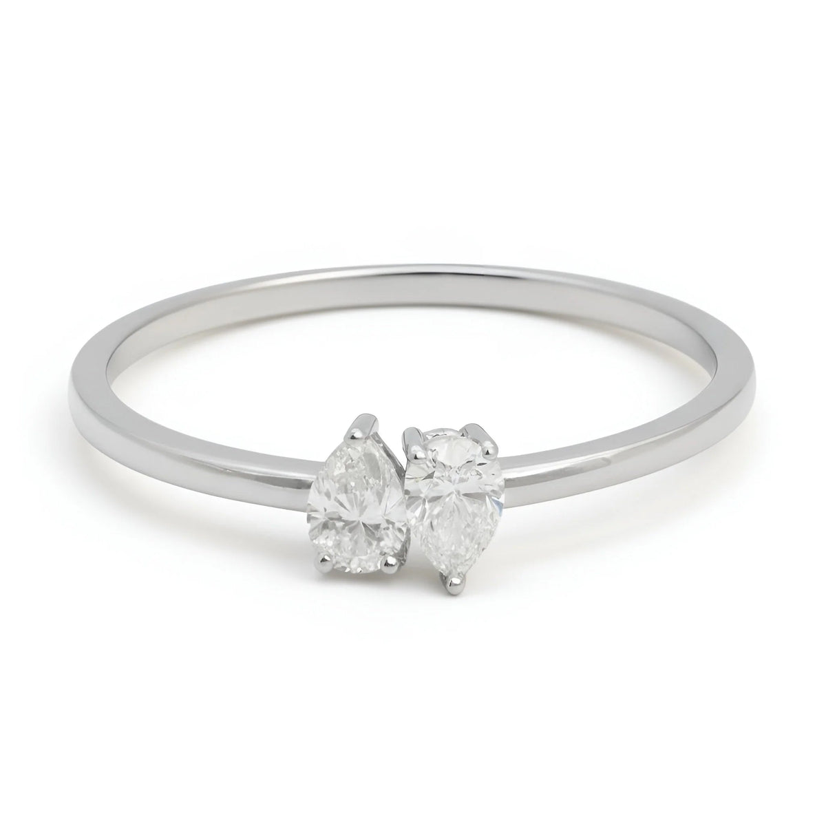 18k White GoldTeardrop Natural Diamond Duo Ring - Malikka LondonBridal & EngagementMalikka