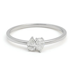 18k White GoldTeardrop Natural Diamond Duo Ring - Malikka LondonBridal & EngagementMalikka
