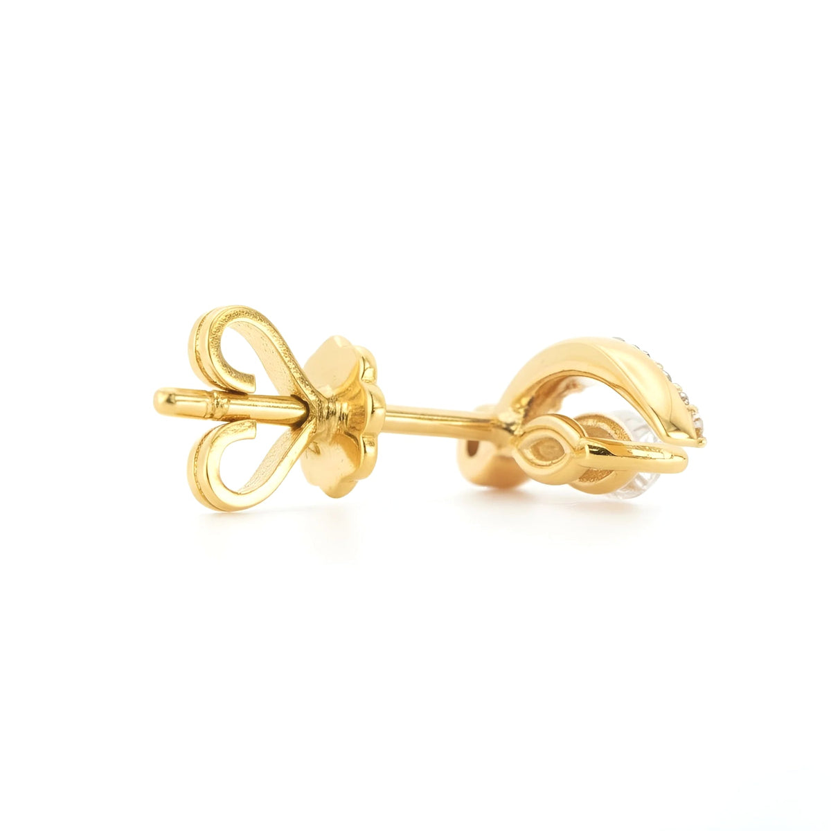 18k Yellow Gold Crescent Natural Diamond Earrings - Malikka LondonEarringsMalikka