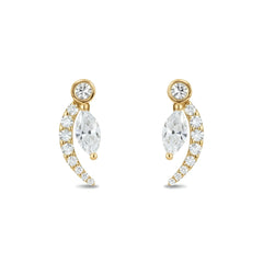 18k Yellow Gold Crescent Natural Diamond Earrings - Malikka LondonEarringsMalikka