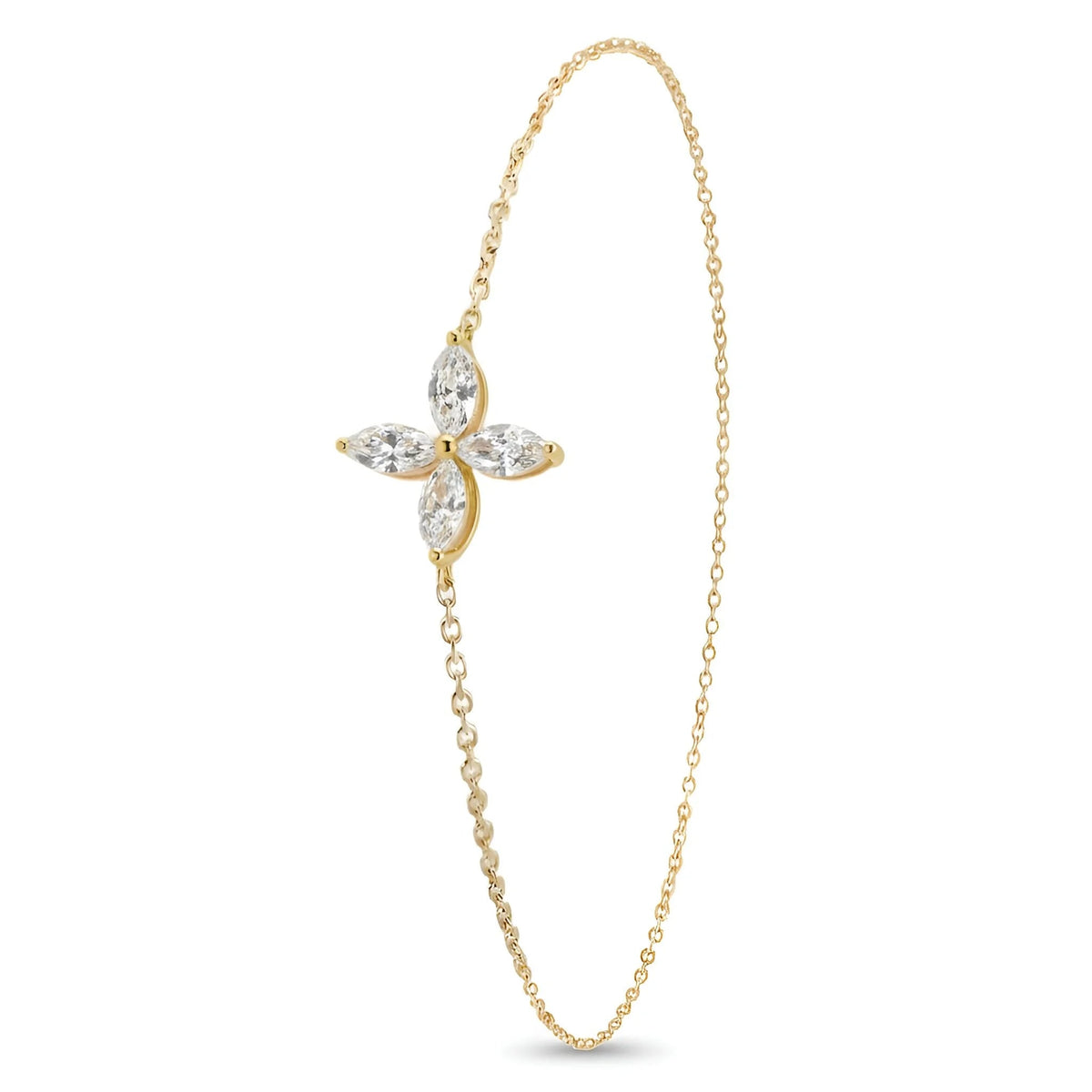 18k Yellow Gold Diamond Blossom Bracelet - Malikka LondonBraceletsMalikka