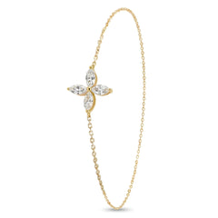 18k Yellow Gold Diamond Blossom Bracelet - Malikka LondonBraceletsMalikka