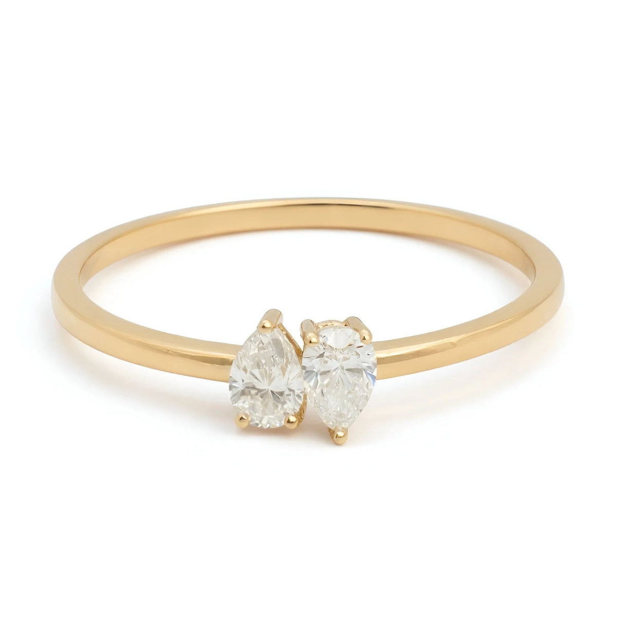 18k Yellow Gold Dual Natural Diamond Embrace Ring - Malikka LondonBridal & EngagementMalikka