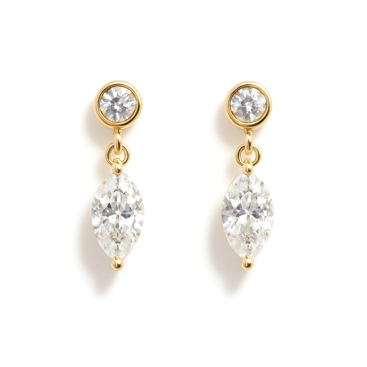 18k Yellow Gold Eternal Love Natural Diamond Drop Earrings - Malikka LondonEarringsMalikka