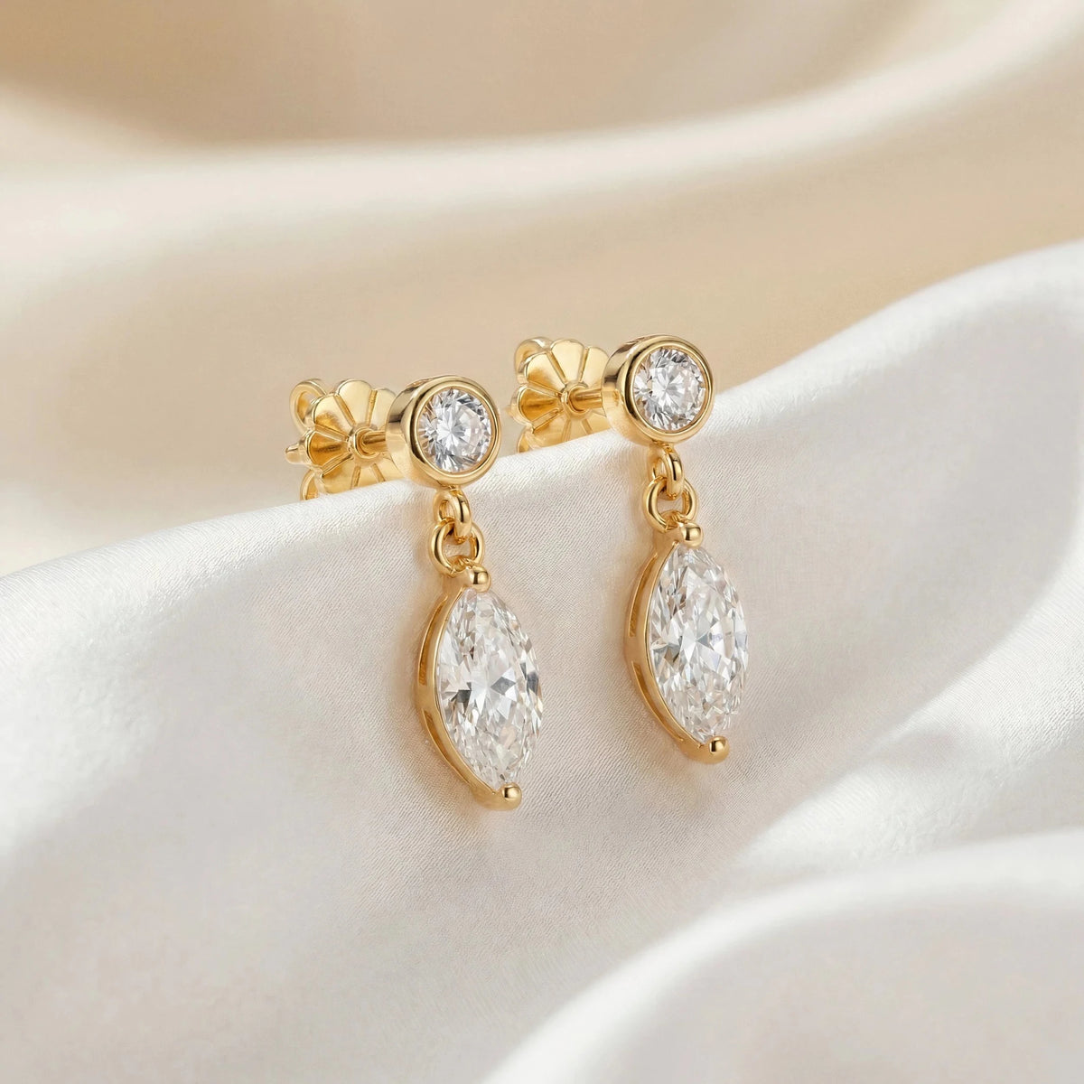 18k Yellow Gold Eternal Love Natural Diamond Drop Earrings - Malikka LondonEarringsMalikka