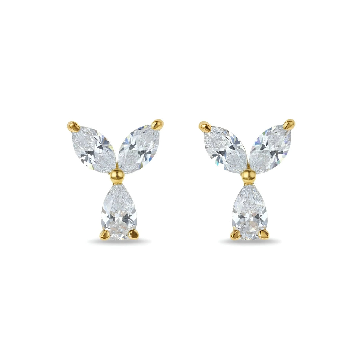 18k Yellow Gold Shooting Star Natural Diamond Trio Stud Earrings - Malikka LondonEarringsMalikka
