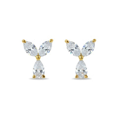 18k Yellow Gold Shooting Star Natural Diamond Trio Stud Earrings - Malikka LondonEarringsMalikka