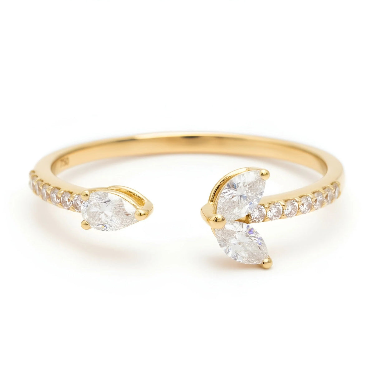 18k Yellow Gold Shooting Star Royal Pear-Cut Natural Diamond Ring - Malikka LondonRingsMalikka
