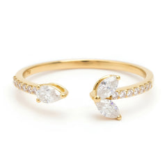 18k Yellow Gold Shooting Star Royal Pear-Cut Natural Diamond Ring - Malikka LondonRingsMalikka