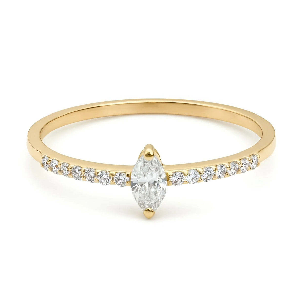 18k Yellow Gold Starlight Natural Marquise Diamond Ring - Malikka LondonBridal & EngagementMalikka