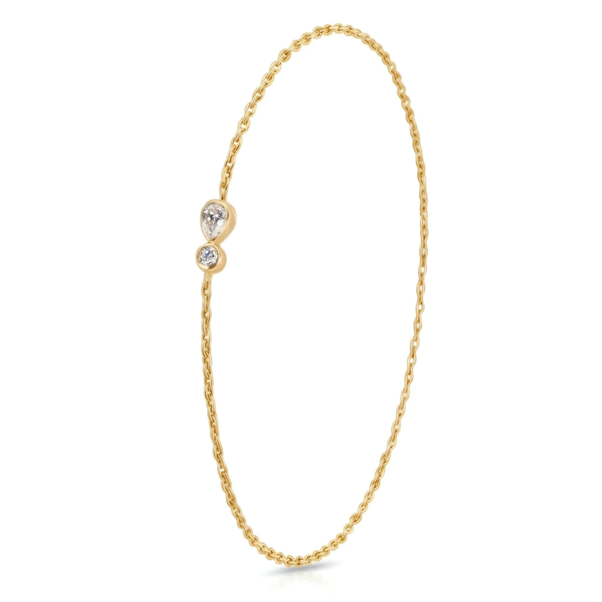 18k Yellow Gold Teardrop Natural Diamond Bracelet - Malikka LondonBraceletsMalikka