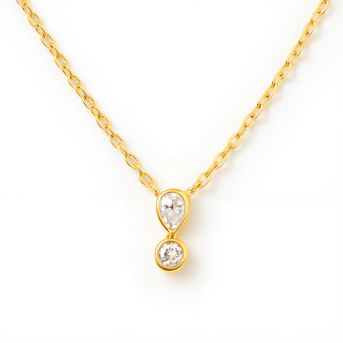 18k Yellow Gold Teardrop Natural Diamond Necklace - Malikka LondonNecklacesMalikka