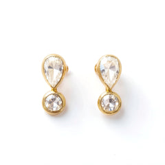 18k Yellow Gold Teardrop Queen's Elegance Natural Diamond Drop Earrings - Malikka LondonEarringsMalikka