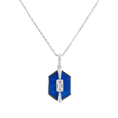 Hexagonal Lapis Lazuli Natural Diamond Necklace - Malikka LondonNecklacesMalikka