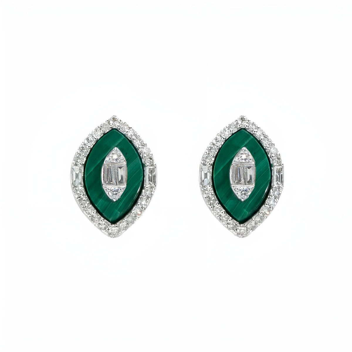 Majestic Malachite Natural Diamond Earrings - Malikka LondonEarringsMalikka
