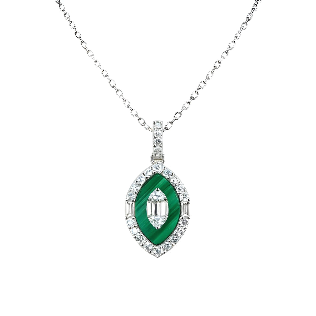 Majestic Malachite Natural Diamond Pendant Necklace - Malikka LondonNecklacesMalikka
